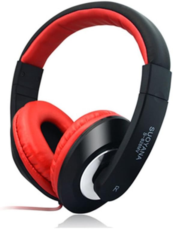 S-828 Wired Stereo Headphone Sound and Over-Ear Headset with Mic- (Red)