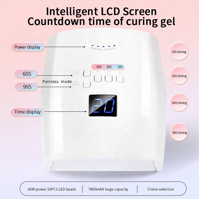 Gel UV Led Nail Lamp Professional Rechargeable-66W