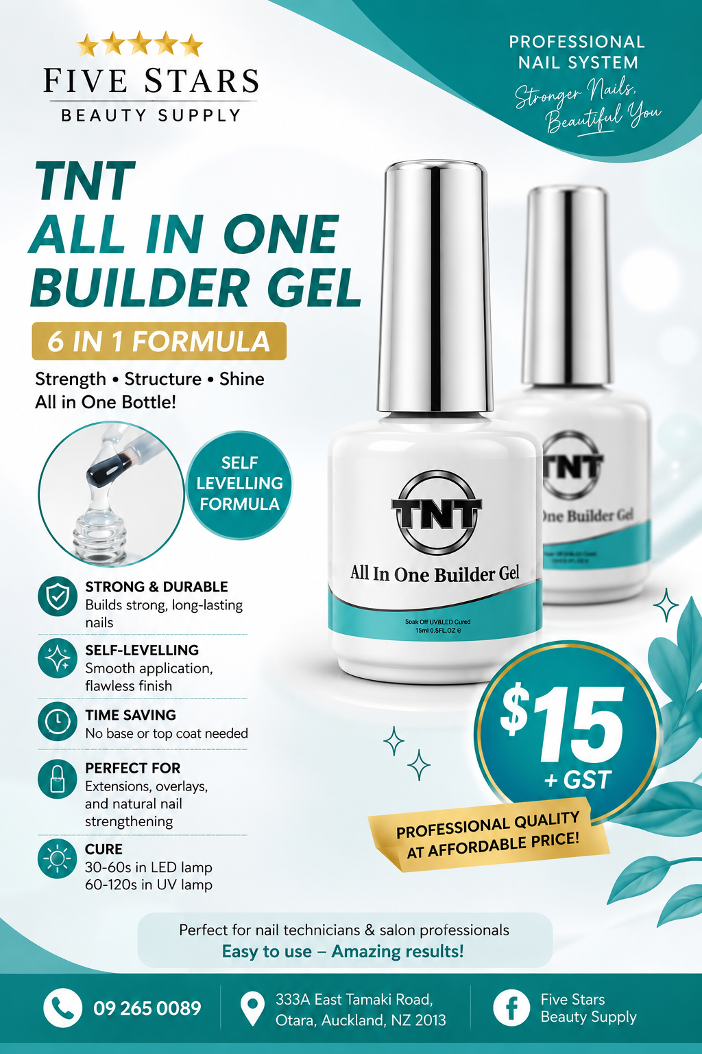TNT all in one builder gel in bottle 15ml