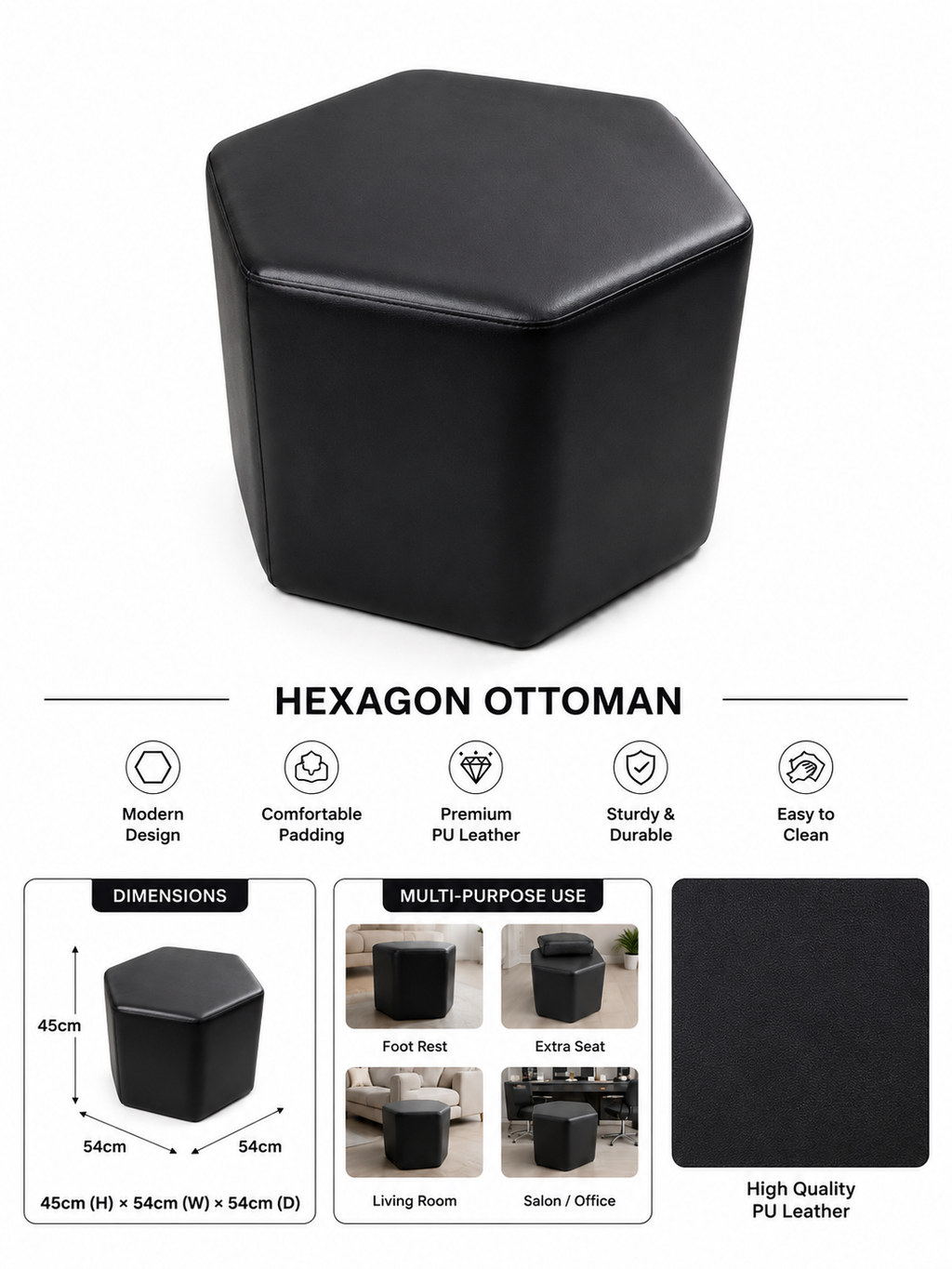 Leather Hexagon Chair