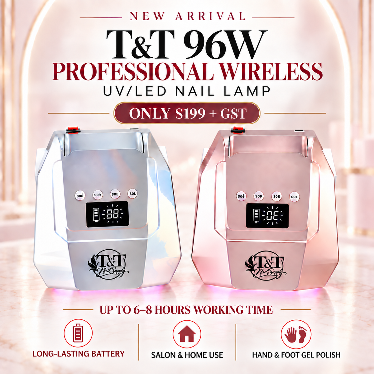TNT 96W Wireless UV Led Nail Lamp Metallic Color Professional Nail Gel Dryer Salon Nail Lamp