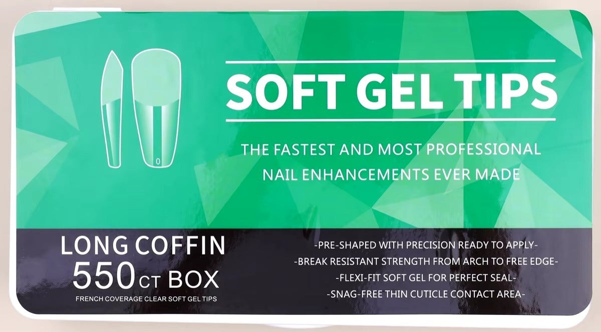 Soft Gel Tips - Long Coffin